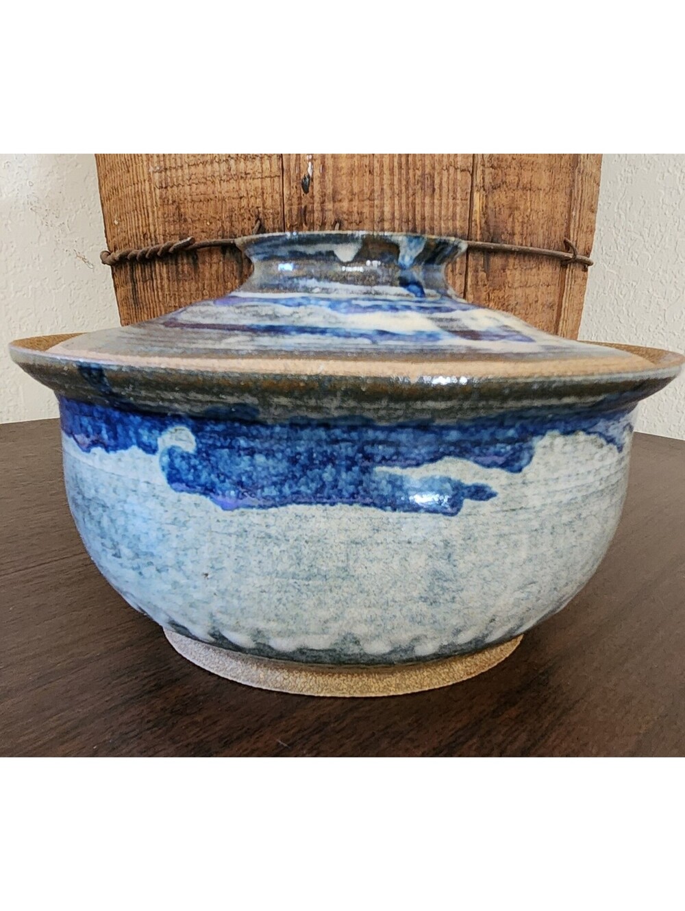 Vintage 80s Studio Pottery Lidded Casserole Bowl Signed Harlett Mint Condition